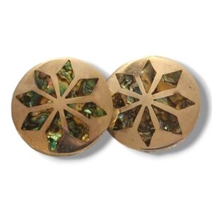 Vintage Sterling Silver Abalone earings, screw on